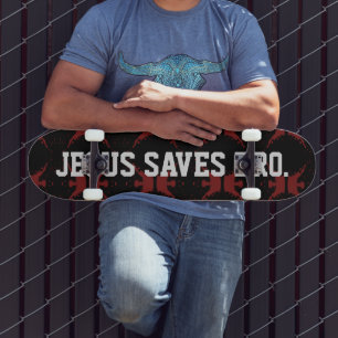 Jesus Salva Irmão. Skate de Sangue Vermelho Abstra