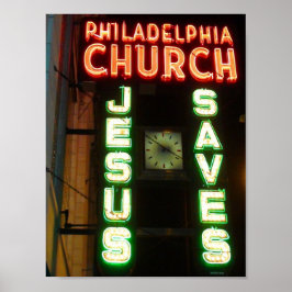Jesus salva Vintage Neon Sign Poster