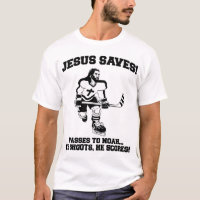 Jesus salvar a camiseta engraçada do hóquei