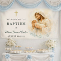 Jesus Segurando Bebê Batismo Boas-Vindas Aquarela