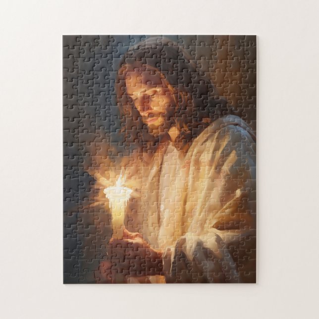 Jesus segurando Quebra-cabeça de velas (Vertical)