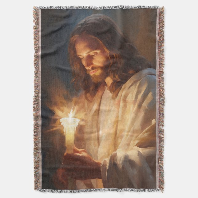 Jesus segurando velas e jogando cobertor (Frente Vertical)