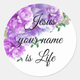 Jesus Seu Nome é Vida Adesivo Redondo