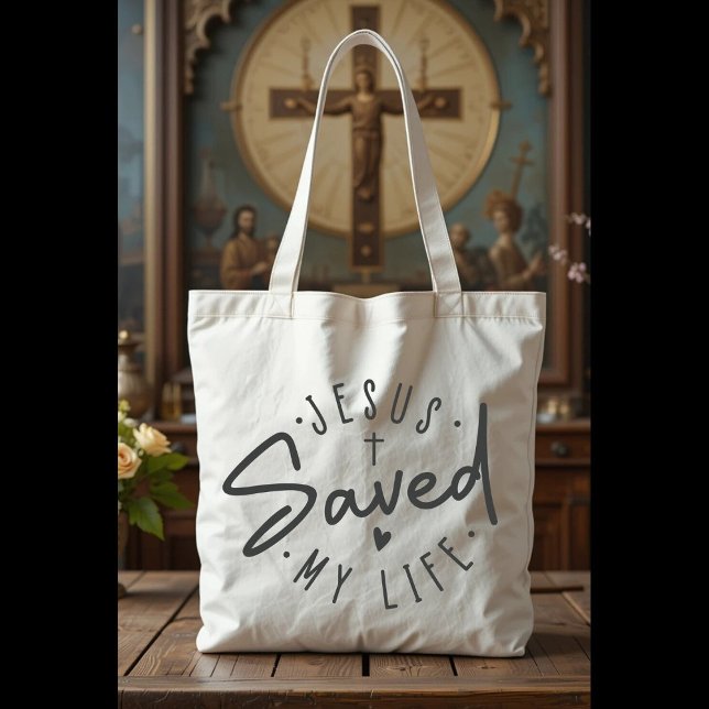 Jesus Simples Salvou Minha Bolsa De Tote Vida (Criador carregado)