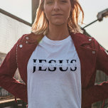 Jesus T-Shirt<br><div class="desc">Camisa cristã para mulheres com Jesus em caligrafia elegante com "a vida, o caminho, a verdade" escrevendo em evidência. Esta moda, design de fé moderna é a dádiva perfeita e a declaração de moda. Elevem sua fé com nossa camiseta cristã para mulheres, adornada com caligrafia elegante. Esta tendência e design...</div>