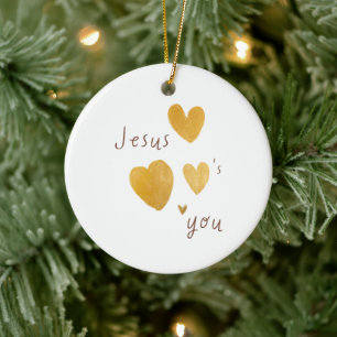 Jesus te ama. Enfeites de natal moderno