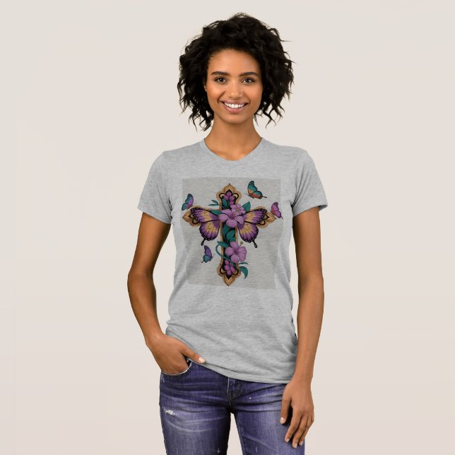 Jesus [Theme] Camiseta Feminina Fé Brasil Presente (Frente Completa)