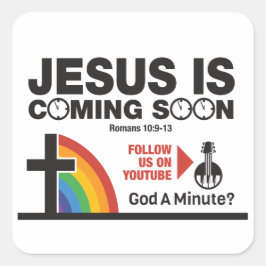 Jesus vem em breve com adesivos quadrados 20 por f