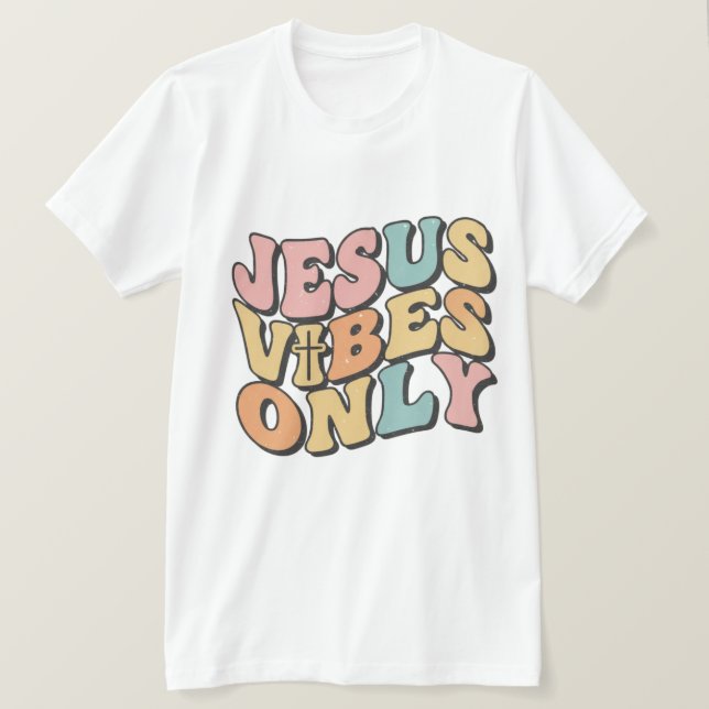 Jesus Vibes Only Retro Christian Men’s T-Shirt  (Frente do Design)