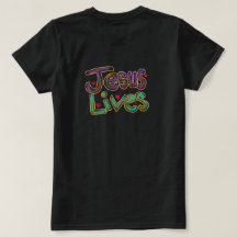 ‘Jesus Vive’ Camiseta Preta Feminina Cota Cristã 