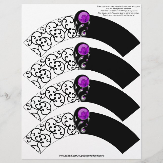 Jewel Damask Cupcake Cosie - Purple (Frente)