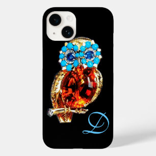 JEWEL OWL MONOGRAM Dourado, Turquase Topaz Azul