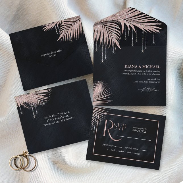 Jewel Palm Leaf Wedding Rosa ID830 (Criador carregado)