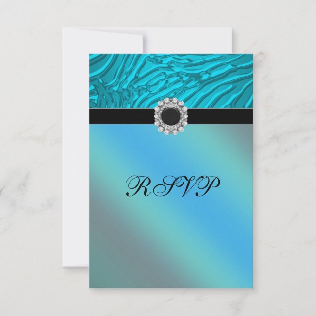 Jewel Teal Blue Zebra RSVP (Frente)