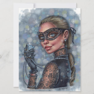 Jewel Thef Female Diamond Mask Girl Art Card