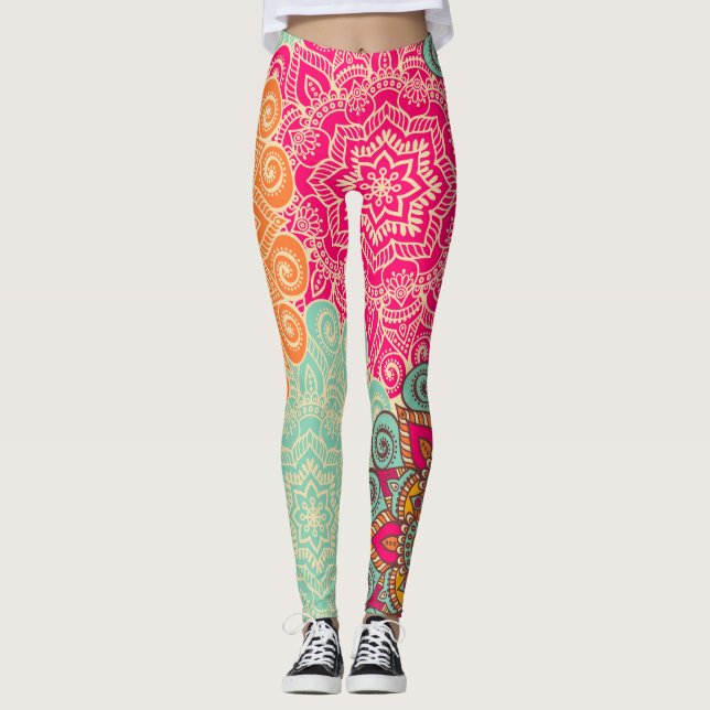 Jewel Tone Mandala Personalizar Leggings para Mulh (Frente)