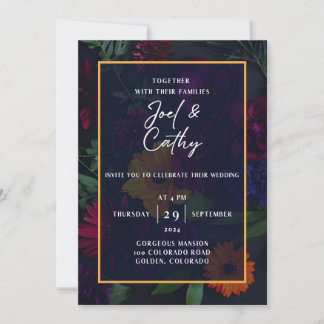 Jewel Toned Florals Convite Para Casamento