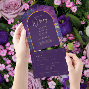 Jewel Tones Plum Purple Berry Casamento Dourado