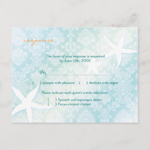 Jeweled Beach Wedding Menu Choice RSVP