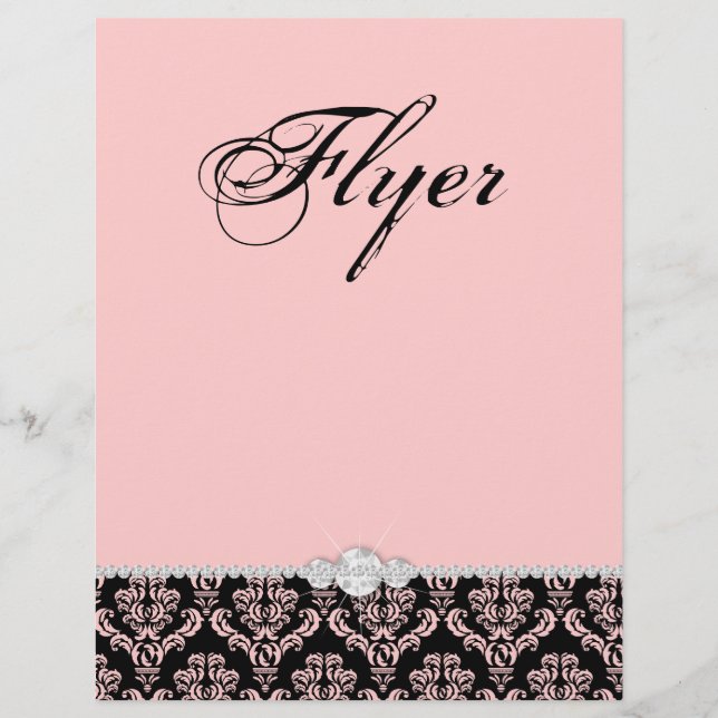 Jewelry Flyer Hair Salon Damask Baby Pink Classy (Frente)