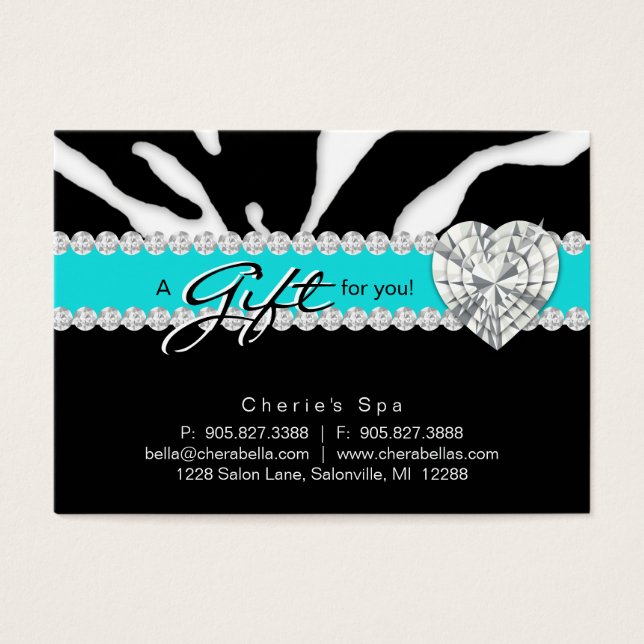 Jewelry Salon Gift Card Zebra Lábios Animais Azul (Frente)