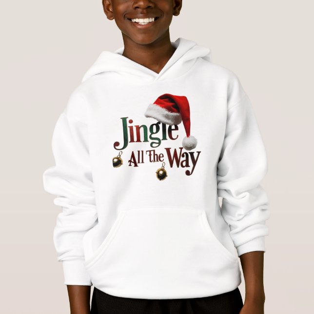 "Jingle All Way" Bonito Crianças Pullover Hoodie (Frente)