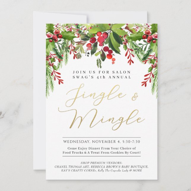 Jingle & Mingle Em Convite Para Evento De Terra No (Frente)