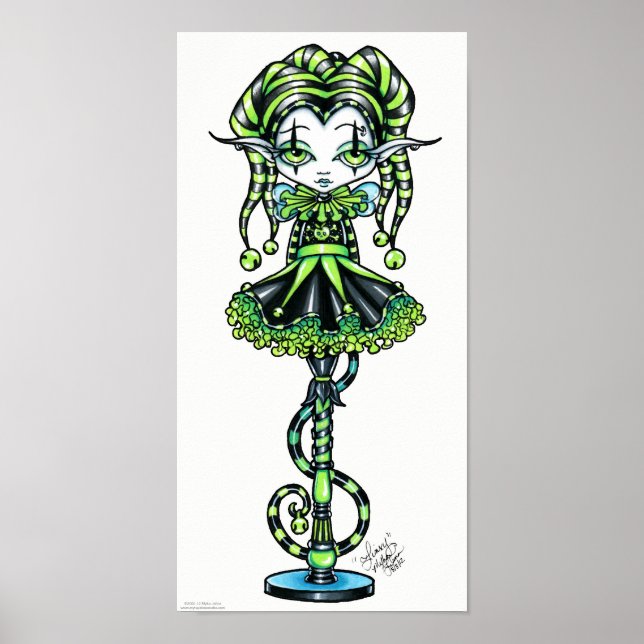Jinxy Pixie Stick Green Jester Poster (Frente)