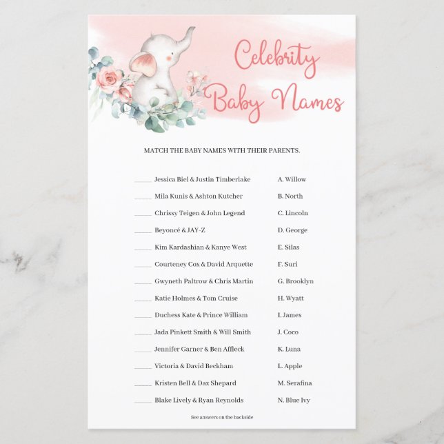 Joana Elephant Eucalyptus Celebration Baby Names (Frente)