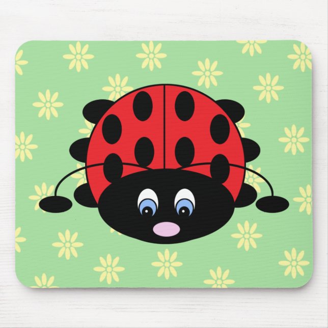 Joaninha com flores Mousepad (Frente)