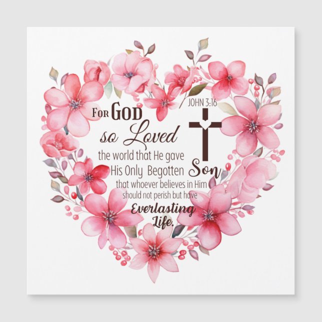 João 3:16 Versículo da Bíblia do Coração Floral (Frente)