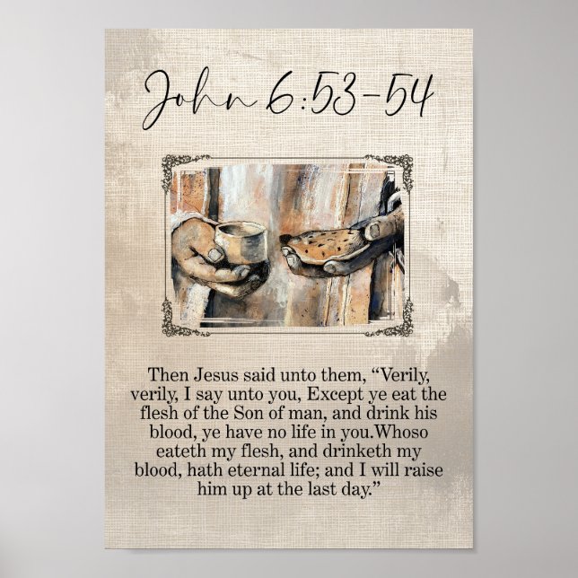 João 6:53 - 54 Jesus Santa Comunhão Impressão de A (Frente)