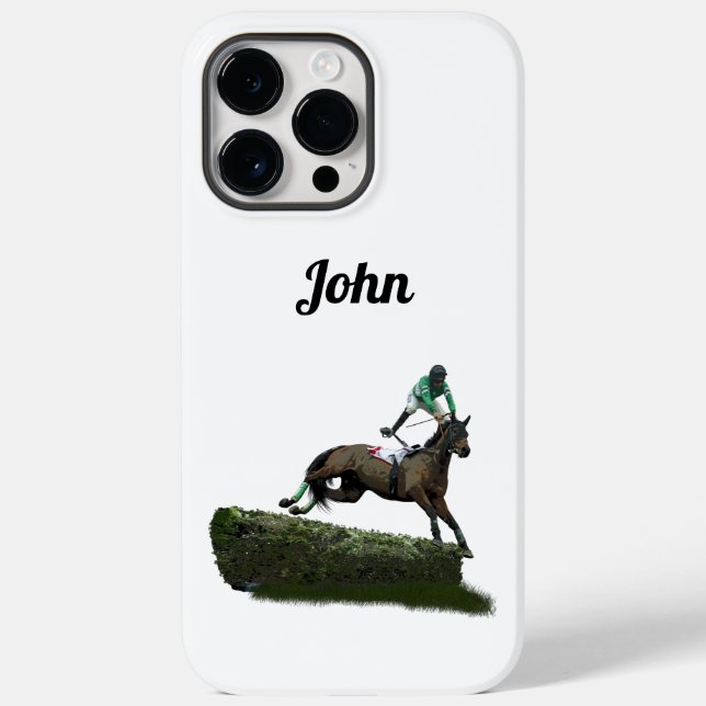 Jockey com Cavalo Pulando em iPhone Verde / iPad c (Verso)