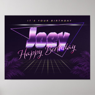 Joey Name Vorname lila retro Poster Geburtstag