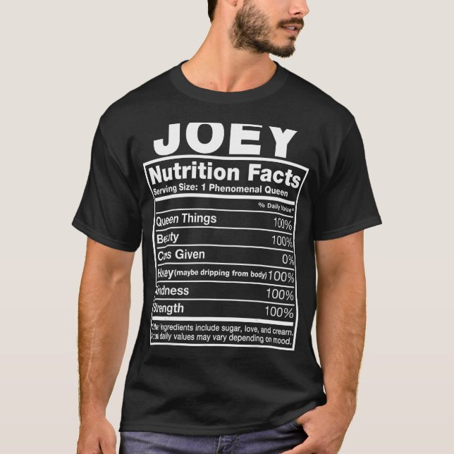 Joey Nutrition Fatos Joey Nome Camisa de Aniversár (Frente)