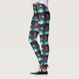 Jogador Animado De Futebol Com Bola, Leggings