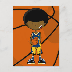 Jogador de basquete com cartão postal Afro