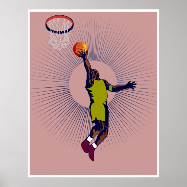 jogador de basquetebol joga bola no poster (Frente)