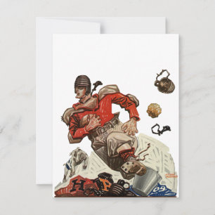 Jogador de futebol americano retrô correndo