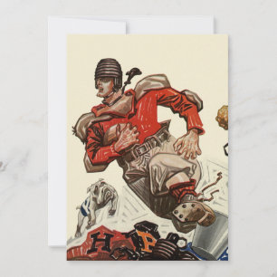 Jogador de futebol do Vintage com convite para cã