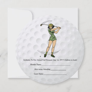Jogador de golfe da mulher do convite do golfe