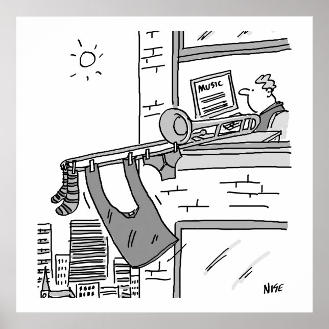 Jogador de Trombone engraçado Poster (Frente)