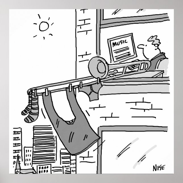 Jogador de Trombone engraçado Poster (Frente)