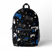 Jogador de Video Game Moderno Preto, Azul e Branco