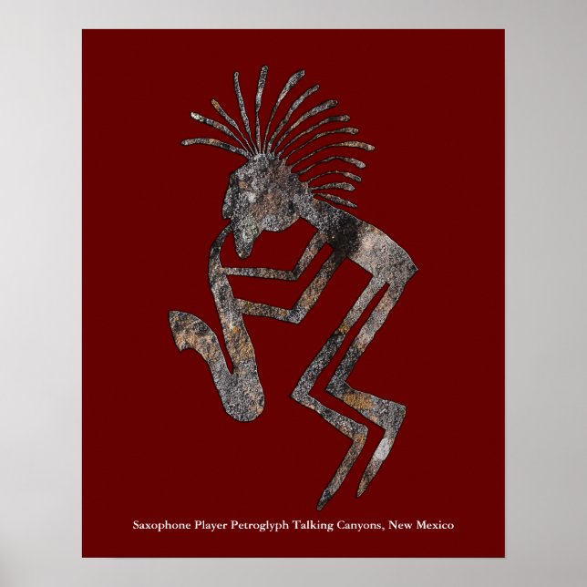 Jogador Saxofone Petrogliph Poster (Frente)