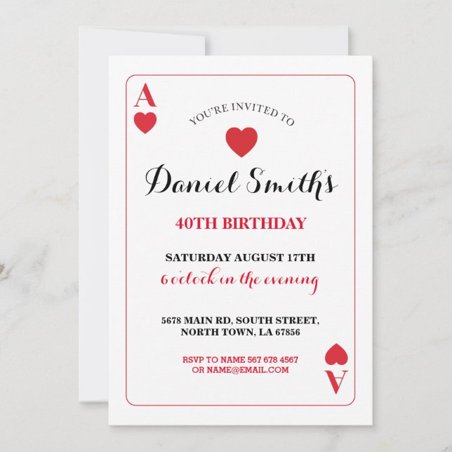 Jogando Cartão Ace Vegas Convide Qualquer Idade (Frente)