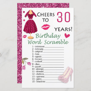 Jogo aniversário de 30 anos Word Scramble