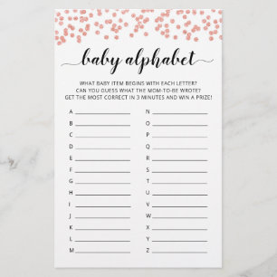 Jogo Baby ABC festa de Baby Shower Jogo do alfabet