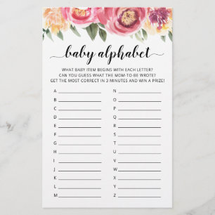 Jogo Baby ABC festa de Baby Shower Jogo do alfabet