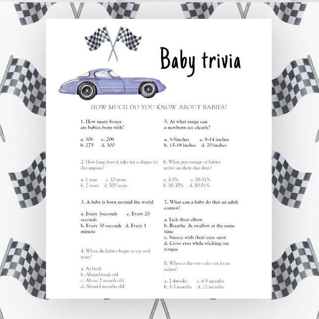 Jogo Baby Trivia do chá de fraldas Race (Criador carregado)